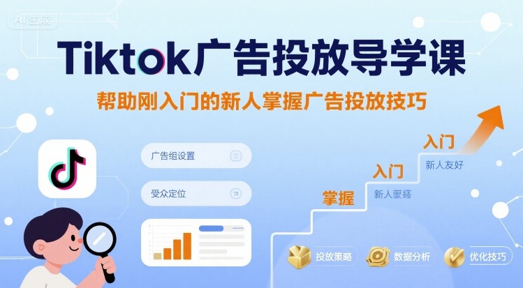 Tiktok广告投放导学课,帮助刚入门的新人掌握广告投放技巧-初遇
