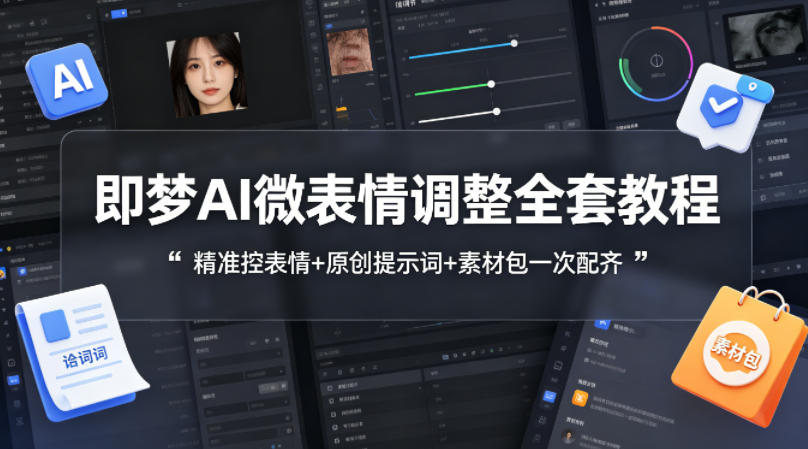 即梦AI微表情调整全套教程，精准控表情+原创提示词+素材包一次配齐-初遇