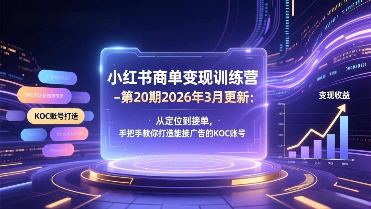 小红书商单变现训练营-第20期26年3月更新：从定位到接单，手把手教你打造能接广告的KOC账号-初遇