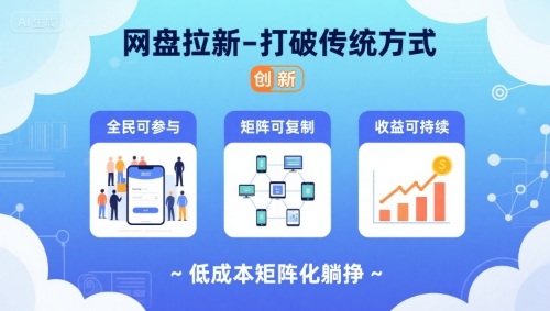 网盘拉新-打破传统方式,低成本矩阵化躺挣,全民可参与、矩阵可复制、收益可持续【揭秘】-初遇