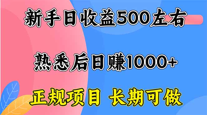 新手日收益500+ 正规项目 长期可做-初遇