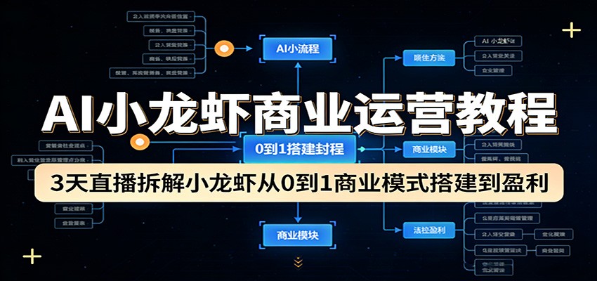 AI小龙虾商业运营教程：3天直播拆解小龙虾从0到1商业模式搭建到盈利-初遇