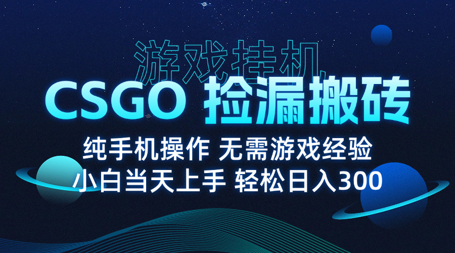 8月最新游戏搬砖，CSGO纯挂机，不需要玩游戏，实现真挂机，月入1W+-初遇