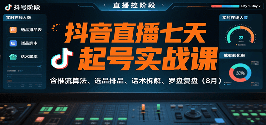抖音直播七天起号实战课:含推流算法、选品排品、话术拆解、罗盘复盘(8月)-初遇