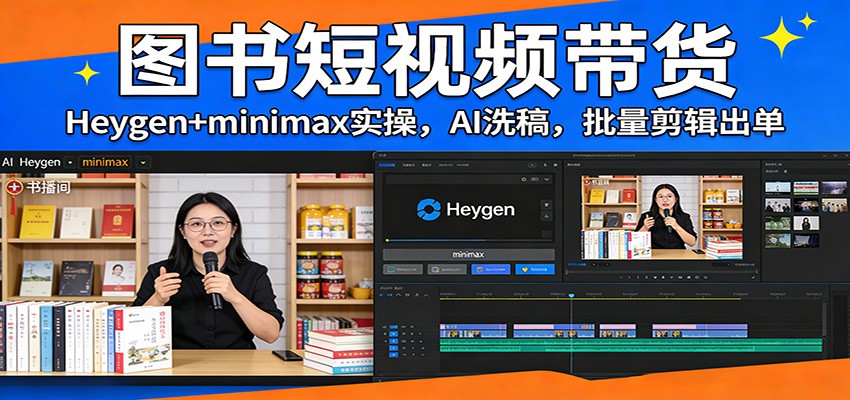 图书短视频带货:Heygen+minimax实操,AI洗稿 ,批量剪辑出单-初遇