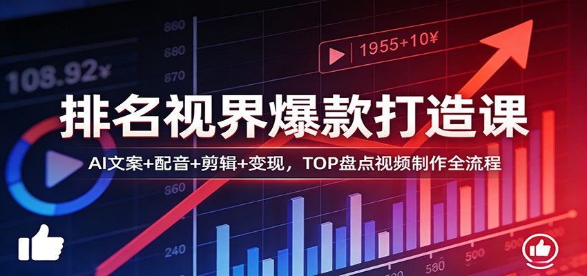 排名视界爆款打造课:AI文案+配音+剪辑+变现,TOP盘点视频制作全流程-初遇