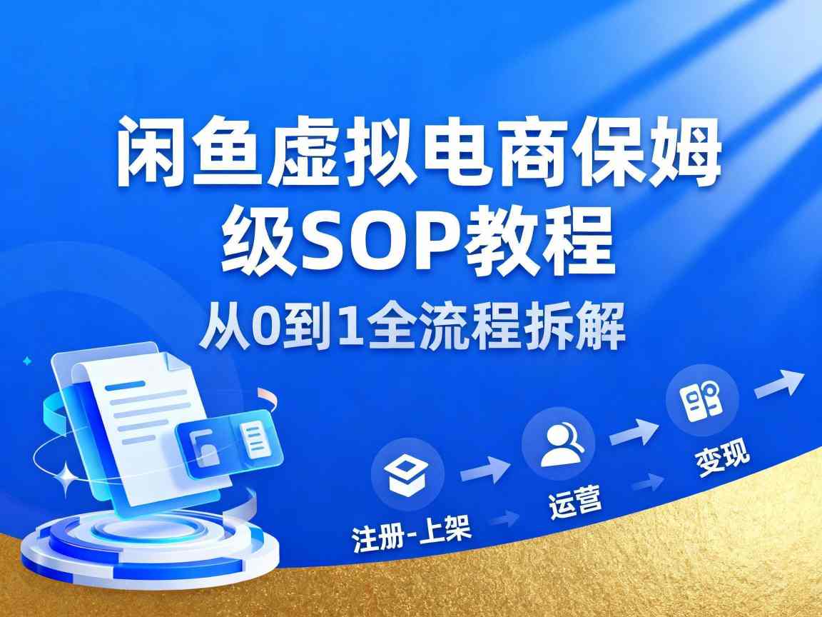 闲鱼虚拟电商,月入轻松过1W,保姆级SOP教程-初遇
