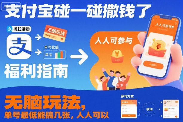 支付宝碰一碰撒钱了，无脑玩法，单号最低能搞几张，人人可以撸【揭秘】-初遇