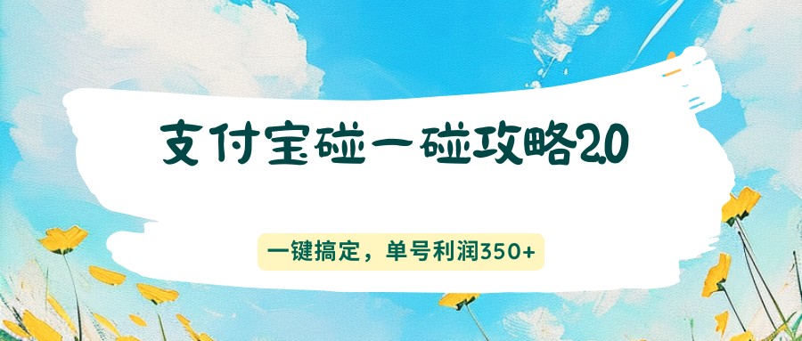 支付宝碰一碰攻略2.0，一键搞定，单号利润350+-初遇