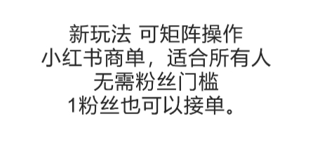可矩阵操作，小红书商单新玩法，适合所有人，无需粉丝门槛，1粉丝也可以接单-初遇