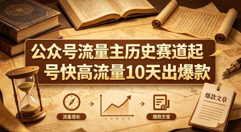 公众号流量主之历史赛道，起号快+高流量，10天就能出爆款！-初遇