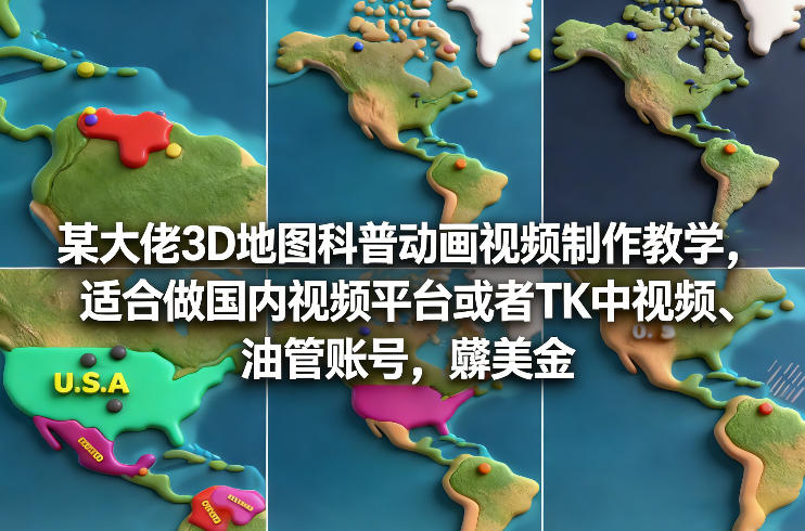某大佬3D地图科普动画视频制作教学，适合做国内视频平台或者TK中视频、油管账号，賺美金-初遇