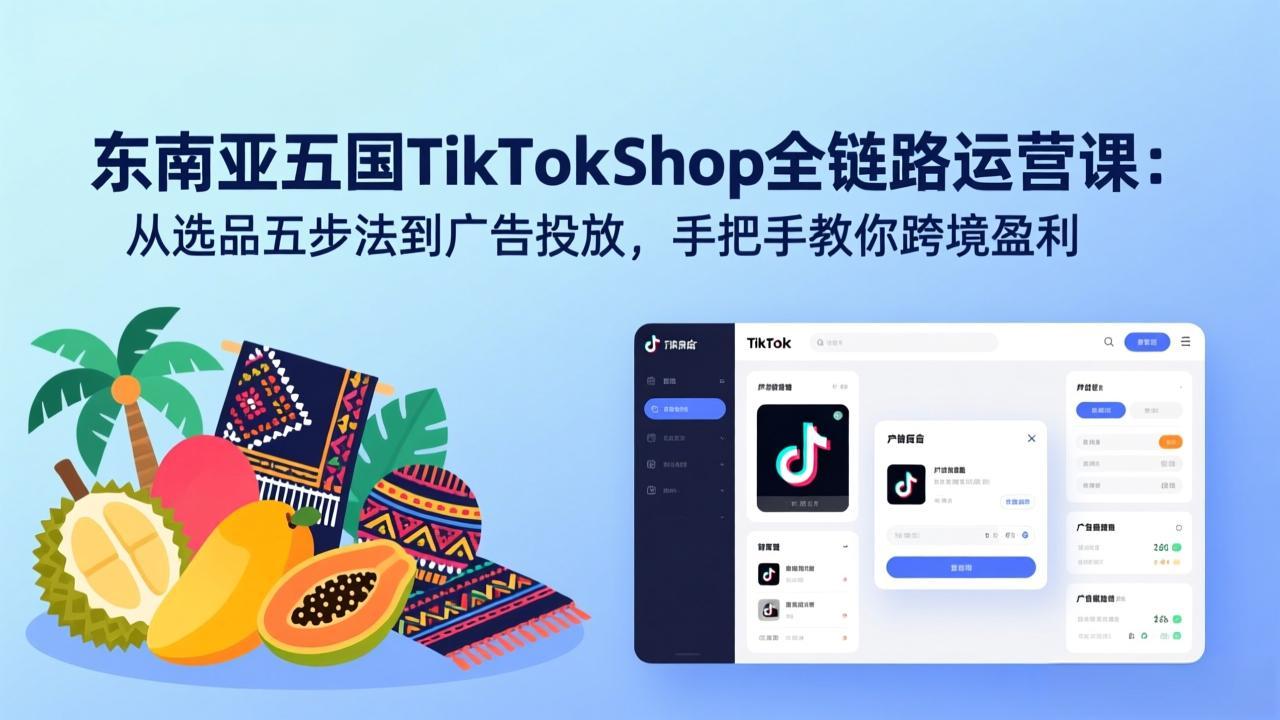 东南亚五国TikTok Shop全链路运营课：从选品五步法到广告投放，手把手教你跨境盈利-初遇