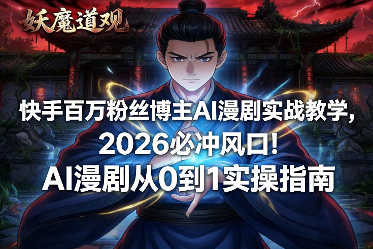 快手百万粉丝博主AI漫剧实战教学，2026必冲风口！AI漫剧从0到1实操指南-初遇