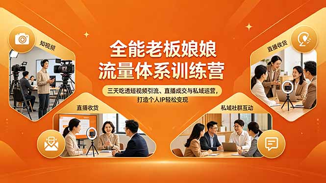 全能老板娘流量体系训练营，三天吃透短视频引流、直播成交与私域运营，打造个人IP轻松变现-初遇