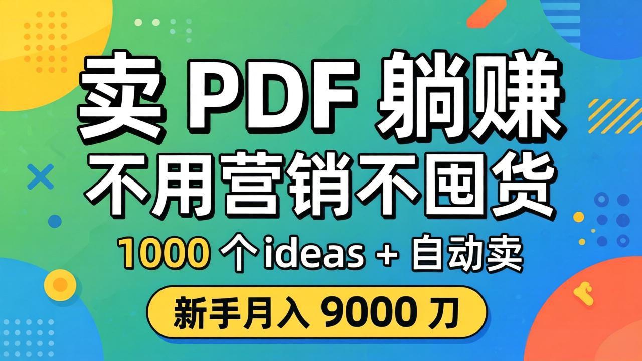 卖 PDF 躺赚？不用营销不囤货，1000 个 ideas + 自动卖，新手月入 9000 刀【原创双语字幕】-初遇
