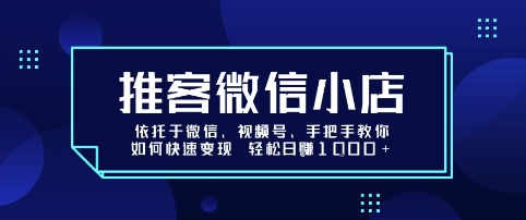 推客微信小店依托于微信、视频号,手把手教你如何快速变现 轻松日入1k+【揭秘】-初遇