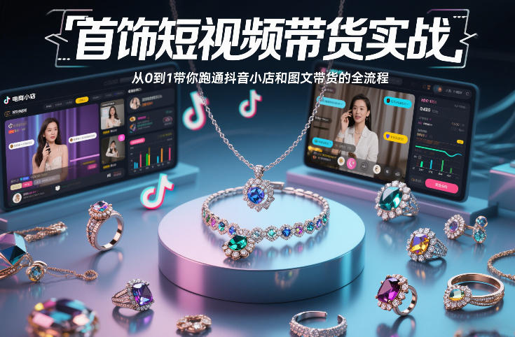 首饰短视频带货实战，从0到1带你跑通抖音小店和图文带货的全流程-初遇