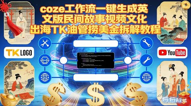 Coze扣子工作流一键生成英文版民间故事视频，文化出海TK油管捞美金拆解教程-初遇