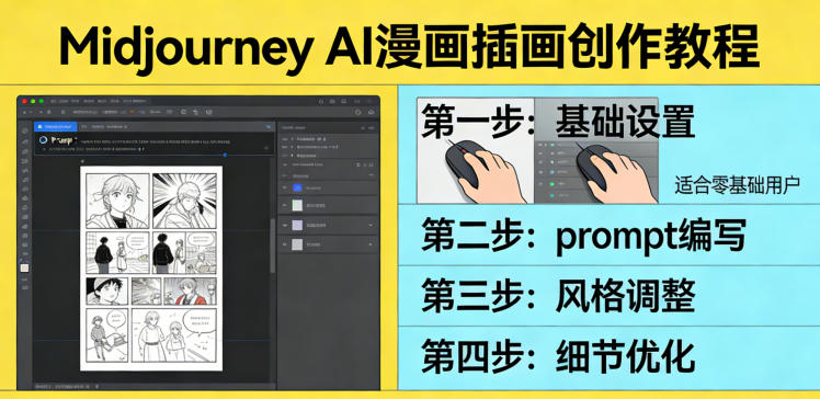 利用Midjourney AI人工智能轻松创作漫画插画教程，零基础创作完整漫画插画-初遇