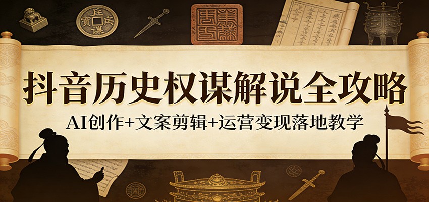 抖音历史权谋解说全攻略：AI创作+文案剪辑+运营变现落地教学-初遇