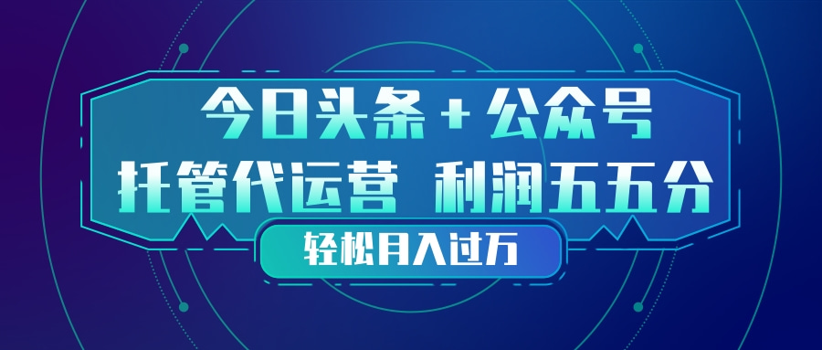 头条加公众号 托管代运营 利润分成模式 轻松月入过万-初遇