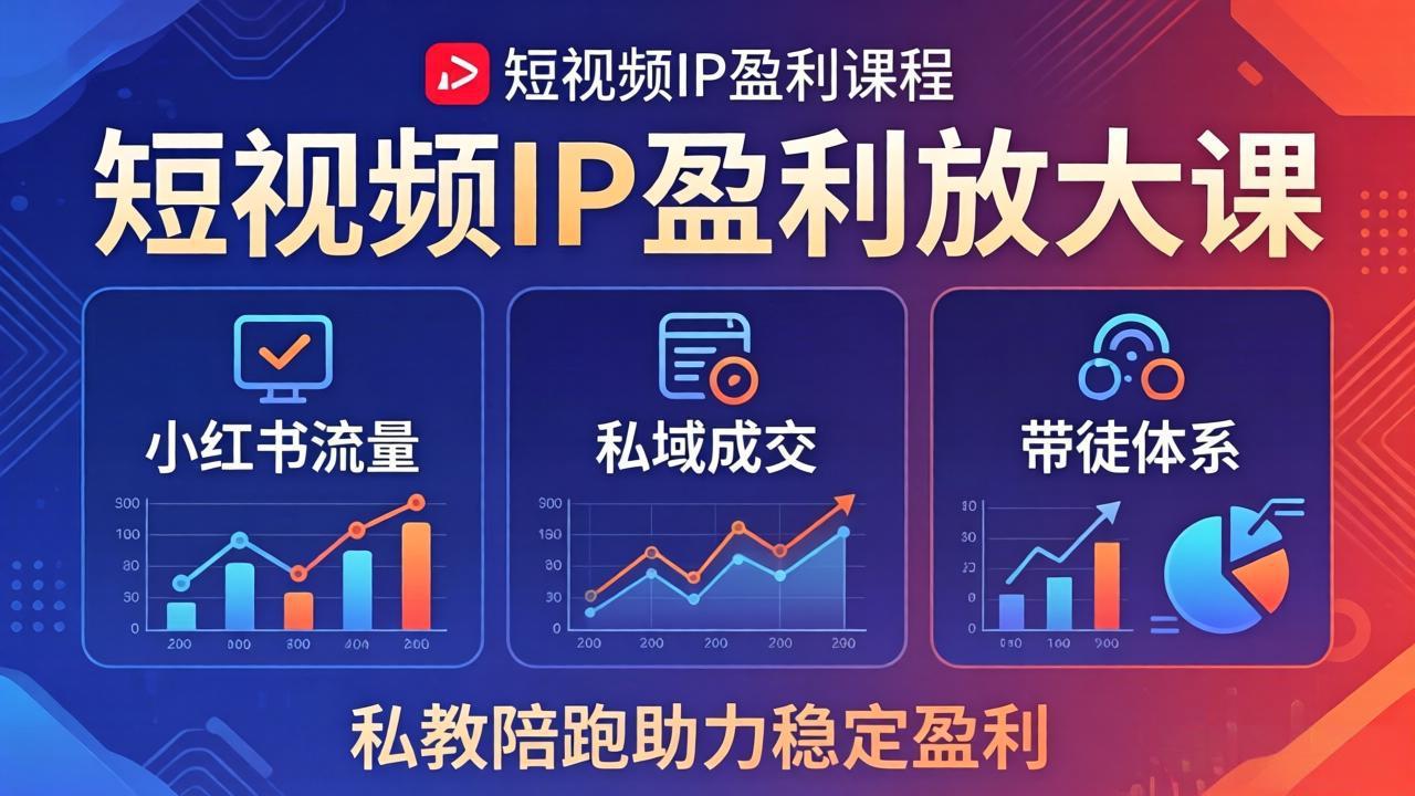 短视频IP盈利放大课：小红书流量+私域成交+带徒体系，私教陪跑助力稳定盈利-初遇