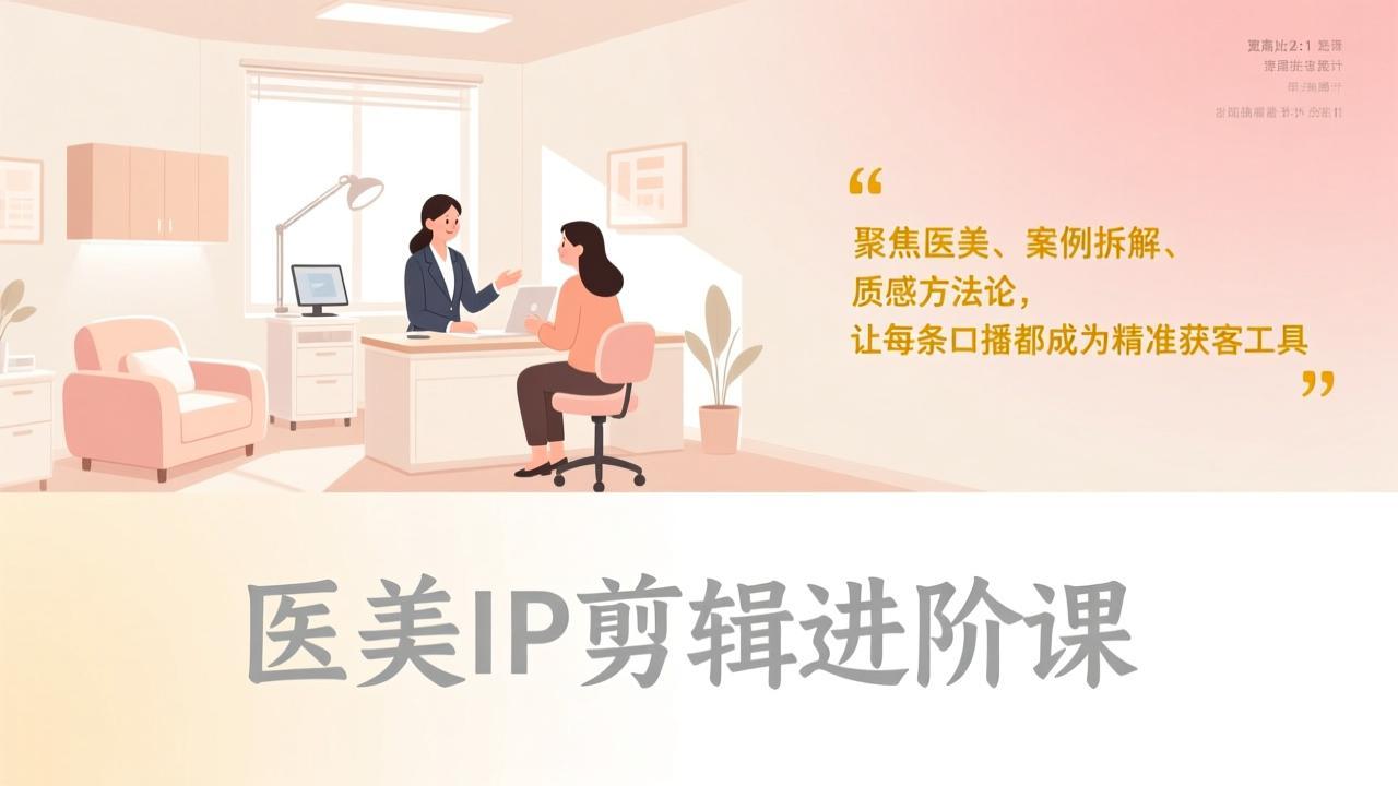 医美IP剪辑进阶课，聚焦医美、案例拆解、质感方法论，让每条口播都成为精准获客工具-初遇