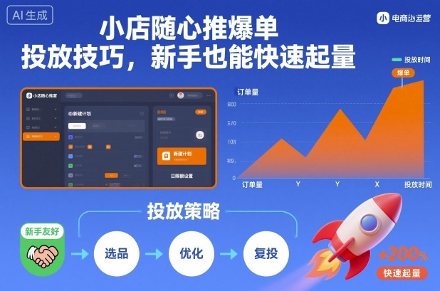 小店随心推爆单投放技巧,新手也能快速起量-初遇