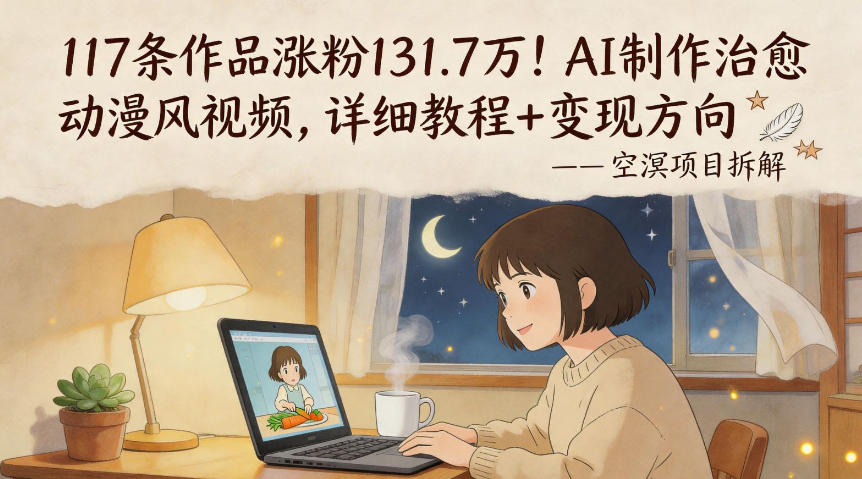 117条作品涨粉131.7W！AI制作治愈动漫风视频，详细教程+变现方向-初遇
