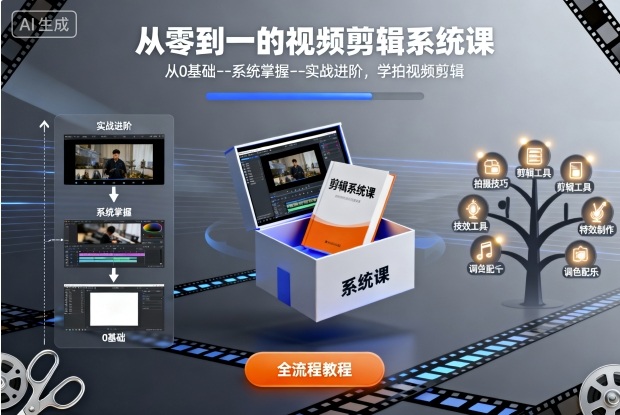 从零到一的视频剪辑系统课,从0基础--系统掌握--实战进阶,学拍视频剪辑-初遇