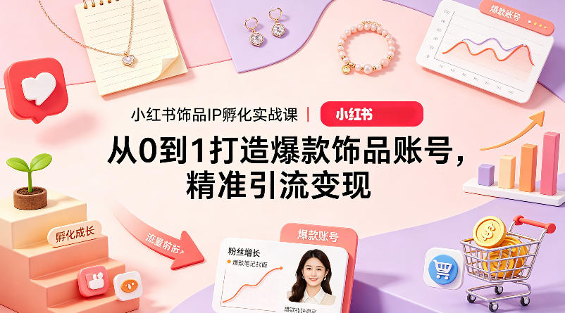 小红书饰品IP孵化实战课｜从0到1打造爆款饰品账号，精准引流变现-初遇