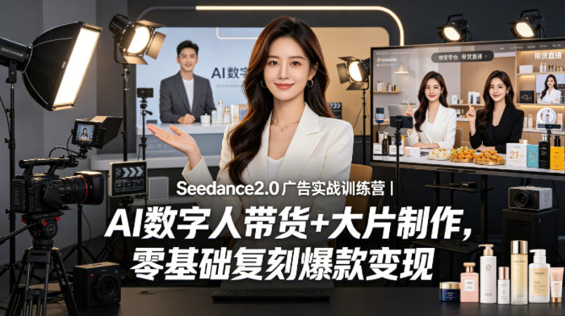 Seedance2.0广告实战训练营｜AI数字人带货+大片制作，零基础复刻爆款变现-初遇