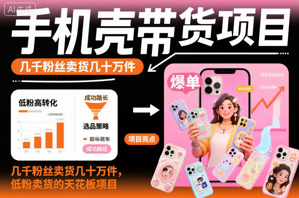 手机壳带货项目,几千粉丝卖货几十万件,短视频低粉卖货的天花板项目-初遇