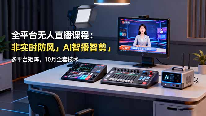 全平台无人直播课程：非实时防风＋AI智播智剪＋多平台矩阵，10月全套技术-初遇